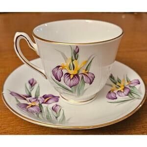 Royal Duchess Iris Teacup and Saucer Bone China Made in England 1977 (Gg285)